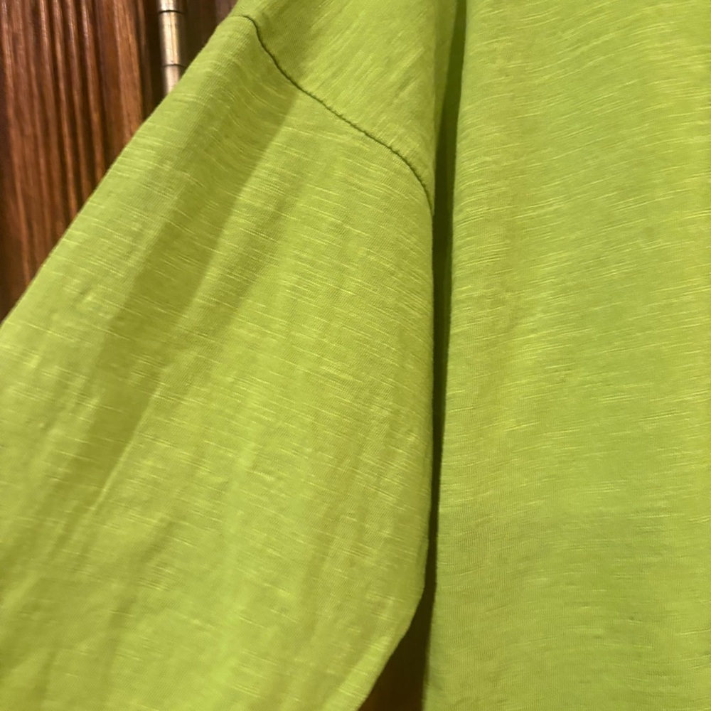 Westbound $38 Lime Green Slub 100% Cotton Pocket Tee 3/4 Sleeve Large P2P 21-22” - Picture 7 of 9